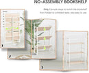 4NM No Assembly Foldable Bookshelf, 3-Shelf Collapsible Bookcase Storage for Small Spaces, 42.1" H, Natural White by CozyNest Decor