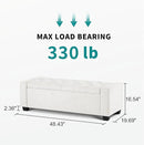 48" Ottoman with Storage, White Storage Ottoman Bench with Safety Hinge, Upholstered Entryway Bench with Seating for Bedroom, Living Room, Holds up to 330 lb by CozyNest Decor
