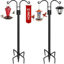 XDW-GIFTS Double Shepherds Hooks for Outdoor, 2-Pack Heavy Duty Garden Pole for Hanging Bird Feeder, Plant Baskets, Solar Light Lanterns, Garden Plant Hanger Stands with 5 Base Prongs by GreenHaven Gardens