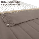 SUNCREAT 55 Inch Extra Large Double Hammock with 12 ft Stand, 475lbs Capacity, Outdoor Portable Hammock with Hardwood Spreader Bar, Extra Large Pillow, Brown by GreenHaven Gardens