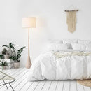 GLOBE Electric 52112 65" Floor Lamp, Faux Wood Finish, White Cotton Shade, Japandi Style, E26 Base, Modern Bedroom and Living Room Lighting by CozyNest Decor