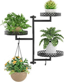 OVICAR Rotating Window Plant Shelves - Indoor Wall Plant Stand 3-Tier Floral Metal Window Shelf Holder for Multiple Plants with Hanging Hooks Home Decor Black by GreenHaven Gardens