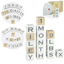 I'm Solid Wood Baby ABC Alphabet Milestone Age Blocks, Personalized Own Name, Gender Neutral, Newborn Gifts & Keepsakes for Picture Props (1.9" / 16 Pcs/White) by TinyTreasures Baby Boutique