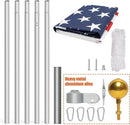 NELXINJO 20FT Sectional Flag Pole Kit, Heavy Duty Aluminum Outdoor In-Ground Flagpole, Gold Ball Top, 3x5 USA Flag for Residential commercial Outdoor Garden(20FT, Silver) by GreenHaven Gardens