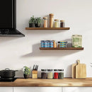 24"x6.8"x1.2" Solid Wood Floating Shelves 2-Pack - Rustic Brown Finish with Hidden Brackets, Perfect for Storage and Décor in Living Room, Kitchen, Bedroom