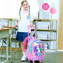 Girls Rolling Backpack, Cute Mermaid Roller Wheels Kids Bookbag - Wheeled Elementary School Bag - 3PCS Mermaid by TinyTreasures Baby Boutique