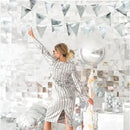 Silver Party Decorations Metallic Fabric Triangle Pennant Banner Silver Flag Bunting Garland for Graduation Birthday Wedding Bridal Shower Anniversary Engagement Bachelorette Party Decoration Supplies by GreenHaven Gardens