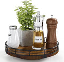 Farmhouse Oak 9" Lazy Susan Turntable Organizer for Cabinet, Round Wooden Lazy Susan Organization and Storage for Dining Table, Pantry, Kitchen, Countertop, Cupboard,Home Decor, Walnut Wood by CozyNest Decor