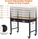 48x24 Inch Heavy-Duty Adjustable Workbench with Rubber Wood Top – 2000LB Capacity Mobile Garage Workstation with Drawer, Ideal for Workshop, DIY & Tool Storage by GreenHaven Gardens