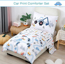 PERFEMET Comforter Set for Twin Bed Reversible Cars Pattern Bedding Set Soft Microfiber Bed in a Bag for Kids Boys Teens All Season Use(White, Twin) by TinyTreasures Baby Boutique