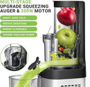 AMZCHEF Cold Press Juicer, Juicer Machines - 3.1" Large Feed Chute for Whole Fruits & Vegetables, Stainless Steel Slow Masticating Juicer Easy to Clean, Large Auger, Double Strainers, Silver by CozyNest Decor