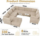Modular Sectional Sofa with Chaise U Shaped Sectional Couch for Living Room, 8-Seater Comfy Cloud Couches with One Movable Ottoman, Plush Corduroy, Beige by CozyNest Decor