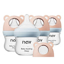 Natural Glass Baby Bottle for Breastfeeding Babies, 3oz Newborn Anti-Colic Baby Bottle with Slow Flow Nipples (SS), Clear, Wide Neck, 4 Pack, 0 Months+ by TinyTreasures Baby Boutique