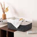 OIAHOMY 3 Pack Storage Baskets for Organizing, Woven Cotton Rope Basket for Shelves, Closet Organizer Bins with Handles, Rectangle Toy Organization, 13.78''×9.84''×5.5'', Black & White by TinyTreasures Baby Boutique