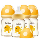 YOHKOH PPSU Baby Bottle Wide Neck, Newborn Anti-Colic Baby Bottle with Natural Response Nipple, Streamlined Body, Easy to Clean (5.4oz (Pack of 4), Yellow) by TinyTreasures Baby Boutique