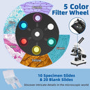 Microscope for Adults Kids,40X-2000X Monocular Microscope Kit for Home School Lab, 2 LED Lights & 5 Colors Kids Microscope with Phone Holder,10 Specimen Slides,20 Slides,100 Coverslips, Bag by TinyTreasures Baby Boutique