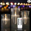LED Flickering Candles with Remote Timer,Glass Flamless Pillar Candles Real Wax with 3D Wick Realistic,Warmth Decoration for Wedding Home Festival (Grey) by GreenHaven Gardens