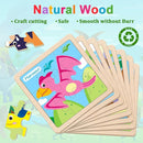 Wooden Puzzles for Toddlers 2-4, 9 Pieces Dinosaur Jigsaw Puzzles for Kids Ages 3-5, Preschool Learning Activities, Learning & Educational Toys, Gifts for Boys, Girls by TinyTreasures Baby Boutique
