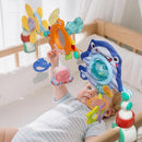 Adjustable Baby Stroller Arch Toy, Car Seat Toys for Infants 6-12 Months Hanging Toy Bar Attachment with Teether & Sound, Crib Comfort Gift for Birthday, Baby Shower by TinyTreasures Baby Boutique