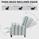 UIXE Pushback Recliner Chairs Set of 2, Fabric Armchair Push Back Accent Chair, Rivet Trim Club Chair Home Theater Overstuffed Single Sofa Reading Seat for Living Room, Stripe Blue by CozyNest Decor