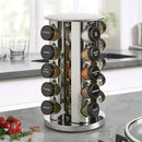 Kamenstein 20 Jar Revolving Countertop Spice Rack with Spices Included, FREE Spice Refills for 5 Years, Polished Stainless Steel with Black Caps, 30020 (Pack of 3) by CozyNest Decor