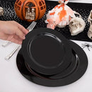 FLOWERCAT 60PCS Black Plastic Plates - Heavy Duty Black Disposable Plates for 30 guests Halloween Party/Wedding/New Year - Include 30PCS 10.25inch Dinner Plates and 30PCS 7.5inch Dessert Plates by CozyNest Decor