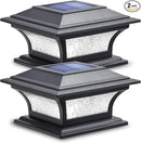 SIEDiNLAR Solar Post Lights Outdoor Glass LED Fence Cap Light 2 Modes for 4x4 5x5 6x6 Posts Deck Patio Garden Decoration Warm White/Cool White Lighting Black (2 Pack) by GreenHaven Gardens