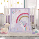 Wowelife Unicorn Crib Bedding Set 3 Pieces Baby Girl Crib Bed Set Crib Comforter Set for Girls Nursery Bedding Set Purple Include Baby Comforter, Skirt and Sheet, Purple by TinyTreasures Baby Boutique
