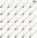 Brightown G40 Solar Replacement Bulbs, E12/C7 Candelabra Screw Base, 3V, 0.15W, 1.5 Inch Shatterproof Globe LED Bulbs Only for Solar Outdoor String Lights, 2700K, Dimmable, Warm White, 25 Pack by GreenHaven Gardens