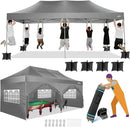 COBIZI 10x20 Canopy with Sidewalls, Heavy Duty Party Tent Pop up carpas para Fiestas, Tents for Parties, Wedding, Outdoor Ez up Foldable Portable Canopy Tent with Wheeled Bag, Grey(Windproof Upgrade) by GreenHaven Gardens
