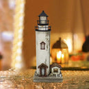 Linfevisi Wood Lighthouse Decor Rustic LED Light House Decor Wooden Decorative Nautical Lighthouse Statue Coastal Beach Themed Lighthouse Handcrafted Tabletop Decoration Home Bathroom (12") by CozyNest Decor