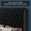 PaPaJet King Bed Frame Upholstered Platform Bed Frame with 52.8'' Tall Sleigh Headboard, Button Tufted, No Box Spring Needed, Easy Assembly, Black by CozyNest Decor
