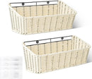 GRANNY SAYS Wicker Hanging Basket, 2 Pack Storage Baskets for Organizing, Adhesive Wall Mount Fruit Basket, Kitchen Organization Hanging Shelves, Storage Cabinet Door Organizer, Off White by GreenHaven Gardens