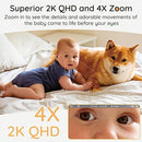 BOIFUN 2K Split-Screen 5 Inch Wi-Fi Baby Monitor with 2 360° Cameras, AI Motion & Sound & Humidity & Temp Detection, Auto Tracking Via Smartphone App and Monitor Control, Infrared Night Vision by TinyTreasures Baby Boutique