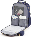 MOMUVO Diaper Bag Backpack, Quilted Baby Bag with Changing Pad & Stroller Straps & Pacifier Case, Large Travel Diaper Bags for Mom Dad, Blue by TinyTreasures Baby Boutique