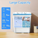 Portable Mini Twin Tub 18lbs Washing Machine With Drying Rack& 10 Hangers, 11lbs Washer & 7lbs Spinner, Small Laundry Washer with Time Control for Camping, Apartments, RV (18lbsBlue) by CozyNest Decor