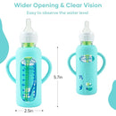 2 Pack Silicone Sleeves for Dr. Brown's Glass Baby Bottles, Anti Breakage Durable Baby Bottle Holder with Easy Grip Handles, Narrow Sleeve with a Cutout, Dishwasher/Freezer/Microwave Safe, 8 oz by TinyTreasures Baby Boutique