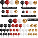 75 Pieces Cake Balls Topper Decorations Foam Cupcake Topper Mini Balloon Cake Topper Picks for Deco Birthday Party Wedding（Black, Red, Gold, White） by TinyTreasures Baby Boutique