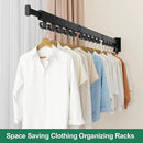 Wall Mount Clothes Drying Rack, Wall Mounted Drying Rack, Upgraded 3-Fold & Sturdy Laundry Drying Rack with 12 Dual-Side Hooks Space Saver for Laundry Room, Apartment, Dorms - Black by CozyNest Decor