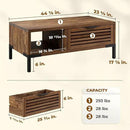 Bme Millie Coffee Tables for Living Room - Industrial Rustic - Two Drawers - Open Shelf - Rustic Scuffed Texture - Convenient Metal Handle and Sturdy Legs with Levelers - Easy Assembly - Chestnut by CozyNest Decor