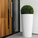 Worth Garden 2-Pack 28" H. Metal Planter with 2X Inside Pots - Hand-Hammered Texture Tall Cone Plant Pots - Large Handcrafted Flower Pot for Indoor Outdoor, Deck, Patio, Front Porch - White by CozyNest Decor