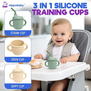 Silicone Transition Sippy Cup for 6+ month old | Includes 1 Toddler straw cup & 1 Baby Sippy Cup with Handles 5 oz | Perfect for Baby Led Weaning (Mint/Cream, 5 oz) by TinyTreasures Baby Boutique