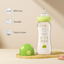YOHKOH Natural Glass Baby Bottle with Natural Response Nipple, Newborn Anti-Colic Baby Bottles, Wide Neck Mushroom Cap Baby Bottle, Clear (8.8ounce (Pack of 4), Green1) by TinyTreasures Baby Boutique