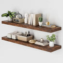 Heimlove 48W x 12D Long Floating Shelf, 12 Inch Deep Floating Shelves for Wall Set of 2, Wood Shelves for Bedroom Living Room Bathroom Kitchen Home Office, Rustic Brown by CozyNest Decor