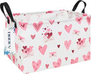 Rectangular Folding Laundry Basket,waterproof Canvas Basket,gift basket,Suitable for children's room,Office,Clothes,Toys Storage(Pink Love) by TinyTreasures Baby Boutique