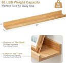 Floating Picture Ledge Shelves 72 Inch Solid Oak Wood Set of 2, Rustic Wall Storage Shelves with Lip, Kids Bookshelf, Photo & Picture Ledge Shelves for Bedroom, Living Room, Kitchen by CozyNest Decor