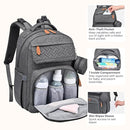 BabbleRoo Diaper Bag Backpack, Travel Backpack with Changing Pad, Pacifier Case & Stroller Straps, Multifunction, Waterproof, Unisex - Dark Gray by TinyTreasures Baby Boutique