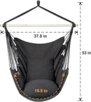 Y- Stop Hammock Chair Hanging Rope Swing Chair, Max 500 Lbs, 2 Seat Cushions Included, Removable Steel Spreader Bar with Anti-Slip Rings, Hardware kit-for Indoor or Outdoor(Dark Grey) by GreenHaven Gardens