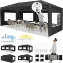 HOTEEL 10x20 Pop up Canopy with 6 Sidewalls, One Push Instant Setup Outdoor Canopy Tent with Reinforce Rod, Weight Bag, for Parties, Events, Black by GreenHaven Gardens