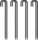 VVOKGO Rebar Stakes 24 Inch J Hook Heavy Duty Ground Anchors (8pcs), 3/8 Inch Diameter Metal Steel Extra Long Fence Stakes with Chisel Point End for Greenhouse, Gazebo, Carport, Camping Tents, Black by CozyNest Decor